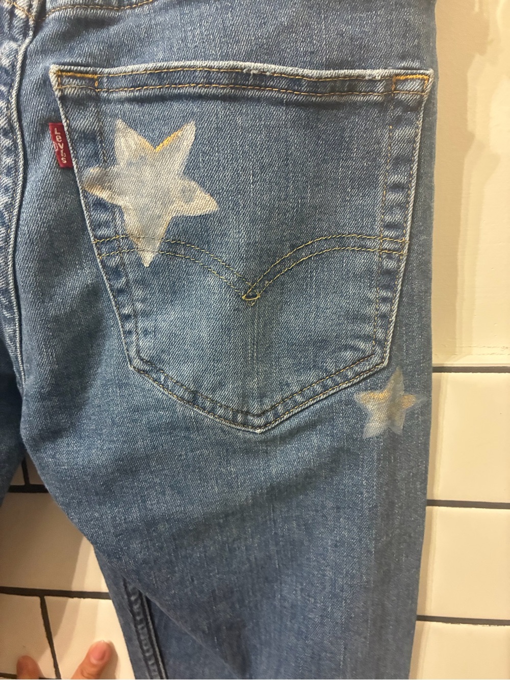 Levi's Women's Light Blue Straight-Leg Jeans with White Star Accents